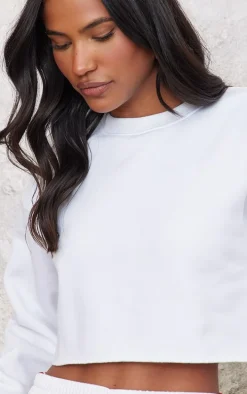 White Crop Oversized Fit Sweatshirt