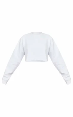 White Crop Oversized Fit Sweatshirt