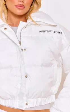 White Cropped Puffer Jacket