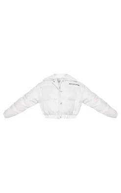 White Cropped Puffer Jacket