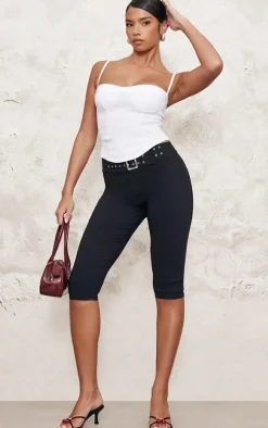 White Curved Hem Bengaline Corset