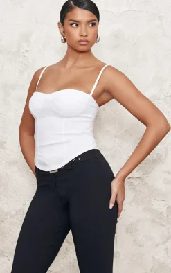 White Curved Hem Bengaline Corset