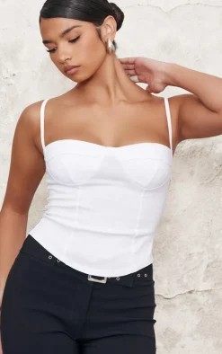 White Curved Hem Bengaline Corset