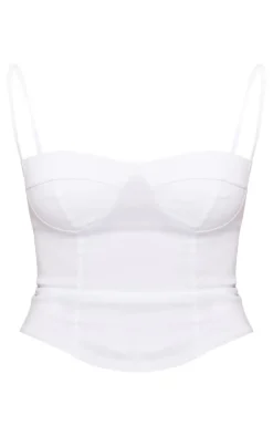 White Curved Hem Bengaline Corset