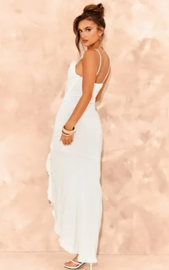 White Cut Out Cami Split Hem Midaxi Dress