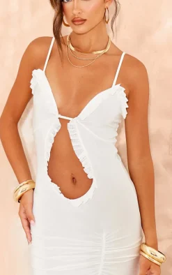 White Cut Out Cami Split Hem Midaxi Dress