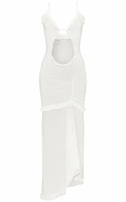White Cut Out Cami Split Hem Midaxi Dress
