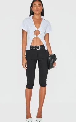 White Cut Out Short Sleeve Shirt