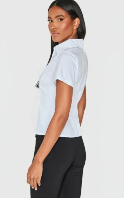 White Cut Out Short Sleeve Shirt