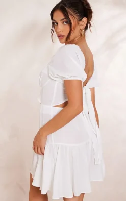 White Cut Out Underwired Frill Shift Dress