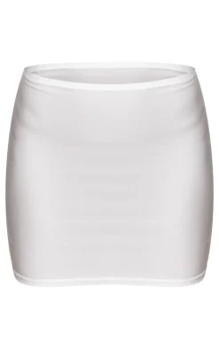 White Diamante Cross Detail Jersey Mini Skirt