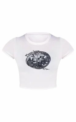 White Disco Ball Fitted T Shirt