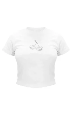 White Disco Cherry Baby Doll Tee