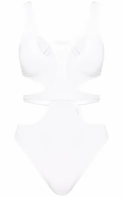 White Double Layer Cut Out Swimsuit
