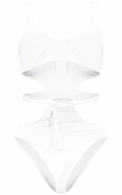 White Double Layer Cut Out Swimsuit
