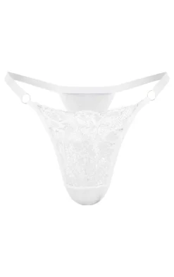 White Eyelash Lace Thong
