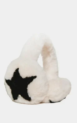 White Faux Fur Star Ear Muffs