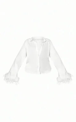 White Feather Trim Shirt