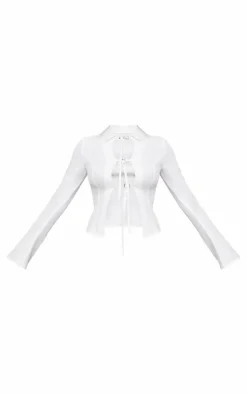 White Fitted Buckle Detail Shirt