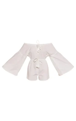 White Flare Sleeve Bardot Romper