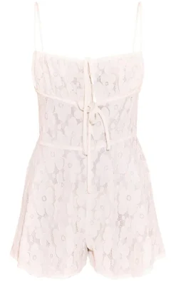 White Floral Lace Strappy Floaty Romper