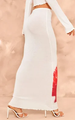 White Floral Print Maxi Skirt