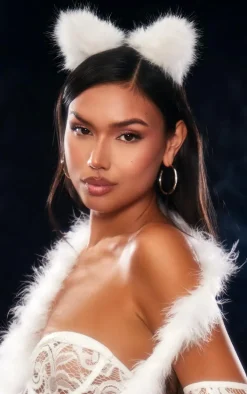 White Fluffy Cat Ears