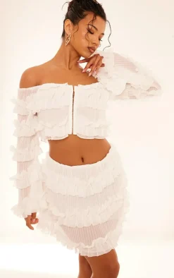 White Frill Detail Mini Skirt