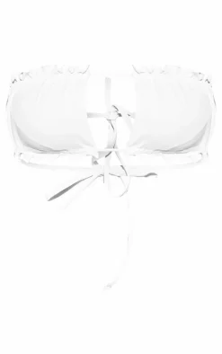 White Frill Edge Detail Bandeau Bikini Top