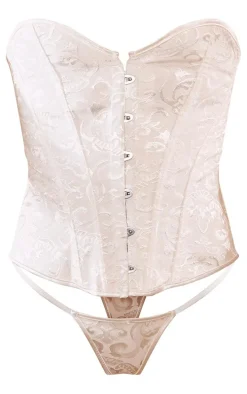 White Front Ribbon Hook & Eye Corset Set
