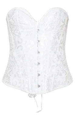 White Front Ribbon Hook & Eye Corset Set