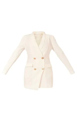 White Gold Button Blazer Dress