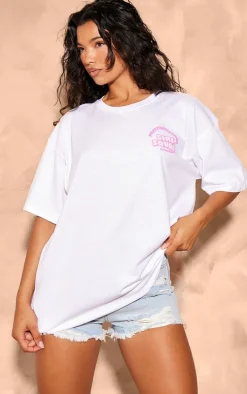 White Graphic Girl Squad Oversized T Shirt