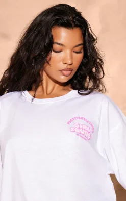 White Graphic Girl Squad Oversized T Shirt