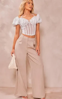 White Halter Neck Bardot Sleeve Corset