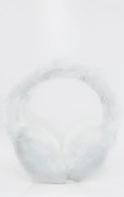 White Heart Faux Fur Ear Muffs