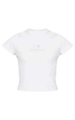 White Hot Fix Attention Fitted T Shirt