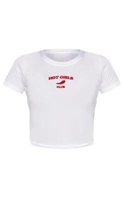 White Hot Girl Chilli Embroidered Fitted T Shirt
