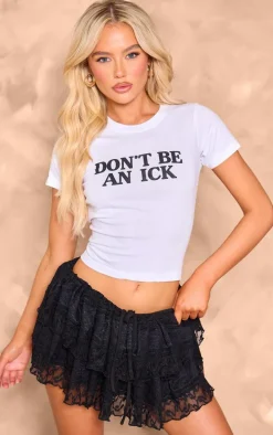 White Ick Graphic Fitted T Shirt