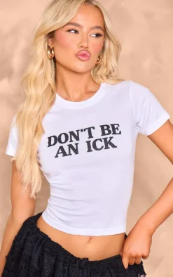 White Ick Graphic Fitted T Shirt