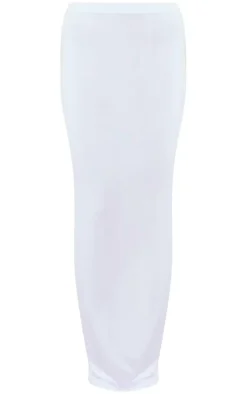 White Jersey Low Rise Maxi Skirt