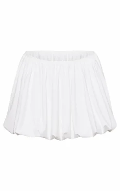 White Jersey Puff Ball Mini Skirt