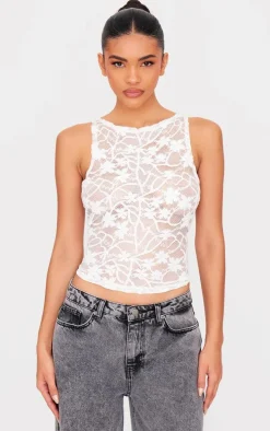 White Lace Boat Neck Long Top