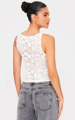 White Lace Boat Neck Long Top