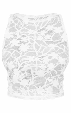 White Lace Boat Neck Long Top