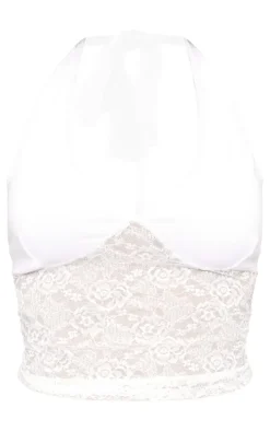 White Lace Body Cotton Bust Halterneck Top