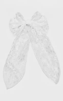 White Lace Bow Hair Clip