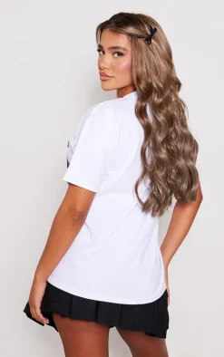 White Lace Bow Print T Shirt