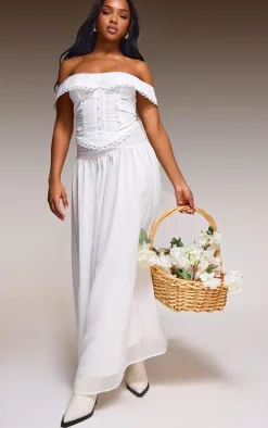 White Lace Detail Bardot Corset