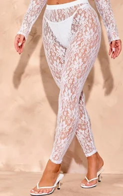 White Lace High Waisted Leggings